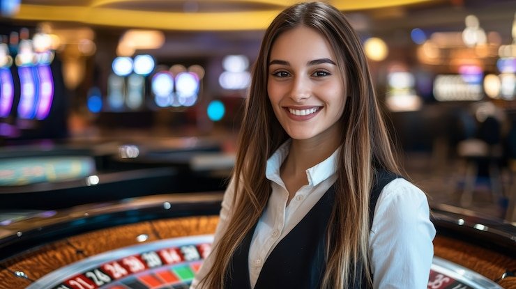 Mid-game view showing dealer action and hand history